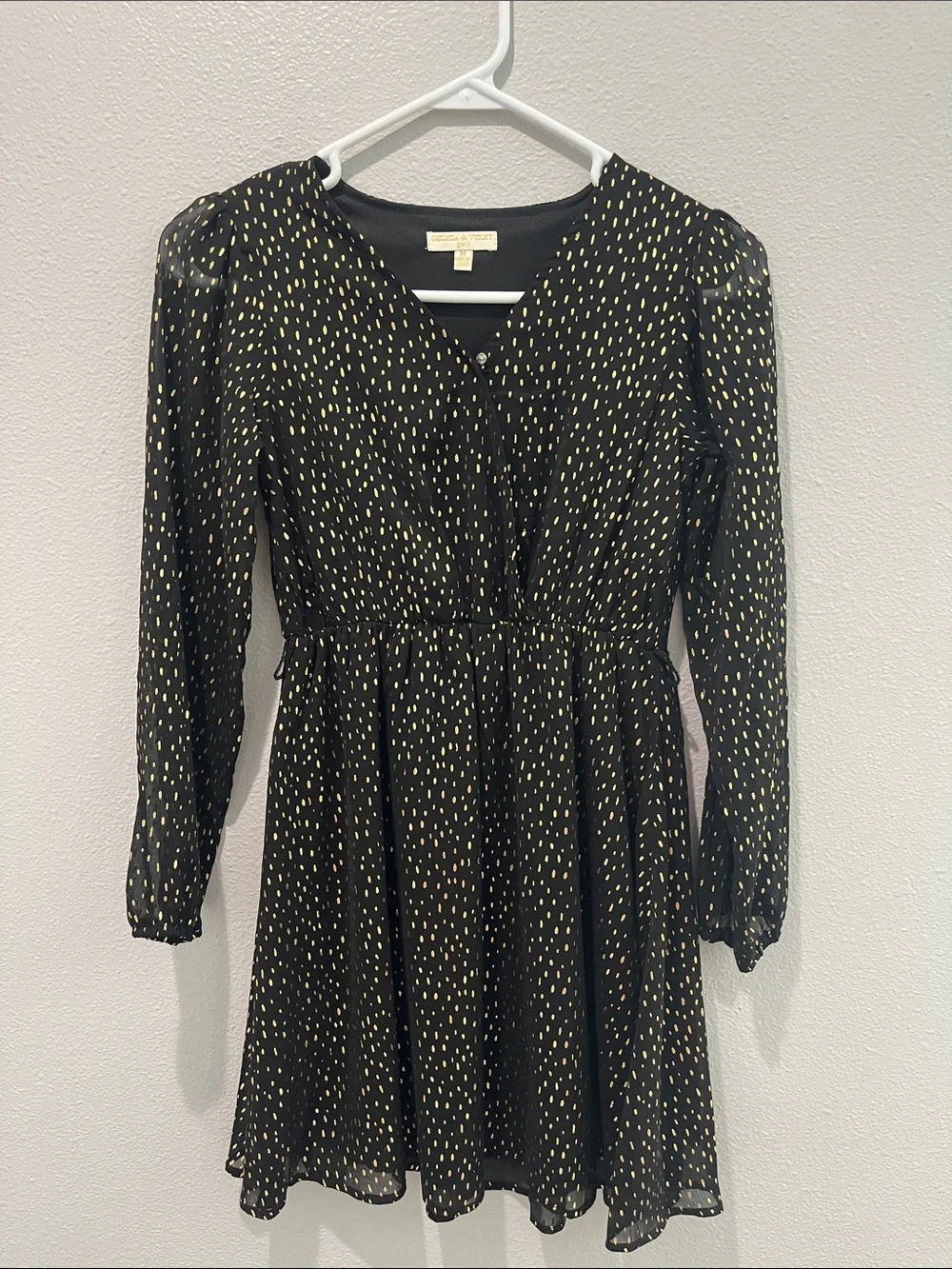 Chelsea & Violet Black Dress with Gold Dot Accent - Picture 3 of 9